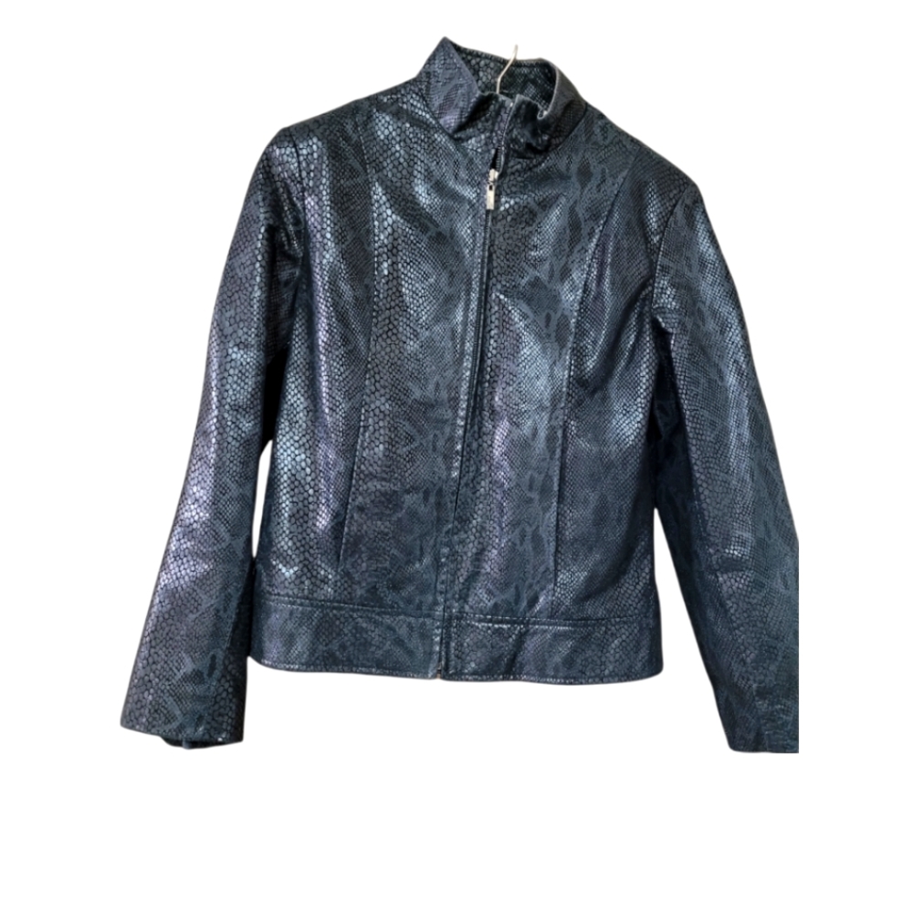 Adler collection black leather snakeskin jacket S